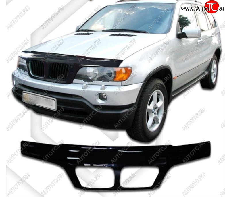 4 099 р. Дефлектор капота на CA-Plastic exclusive BMW X5 E53 дорестайлинг (1999-2003) (Classic черный, Без надписи)  с доставкой в г. Кемерово
