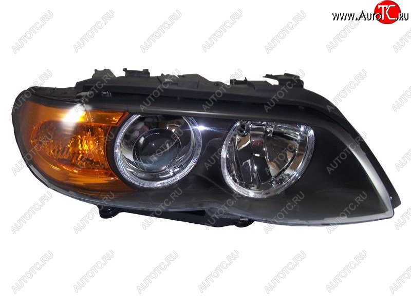 13 549 р. Правая передняя фара SAT (желтый поворотник, рестайлинг) BMW X5 E53 рестайлинг (2003-2006)  с доставкой в г. Кемерово