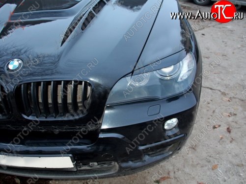 1 299 р. Реснички на фары Tuning-Sport  BMW X5  E70 (2006-2013) дорестайлинг, рестайлинг (Неокрашенные)  с доставкой в г. Кемерово
