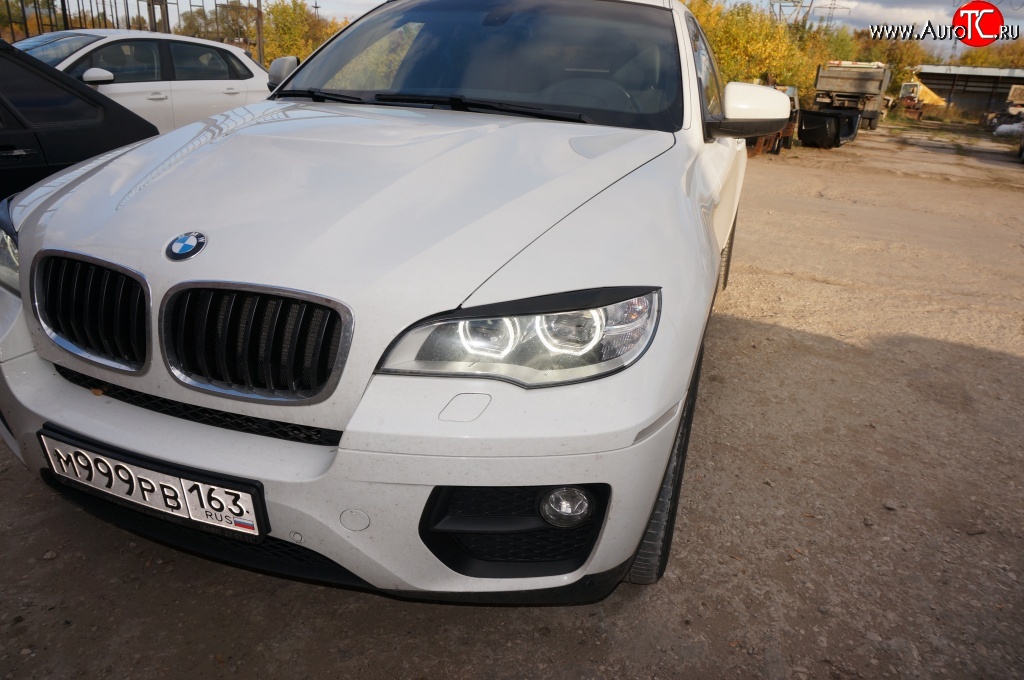 2 649 р. Реснички на фары Drive  BMW X6  E71 (2008-2014) дорестайлинг, рестайлинг (Неокрашенные)  с доставкой в г. Кемерово