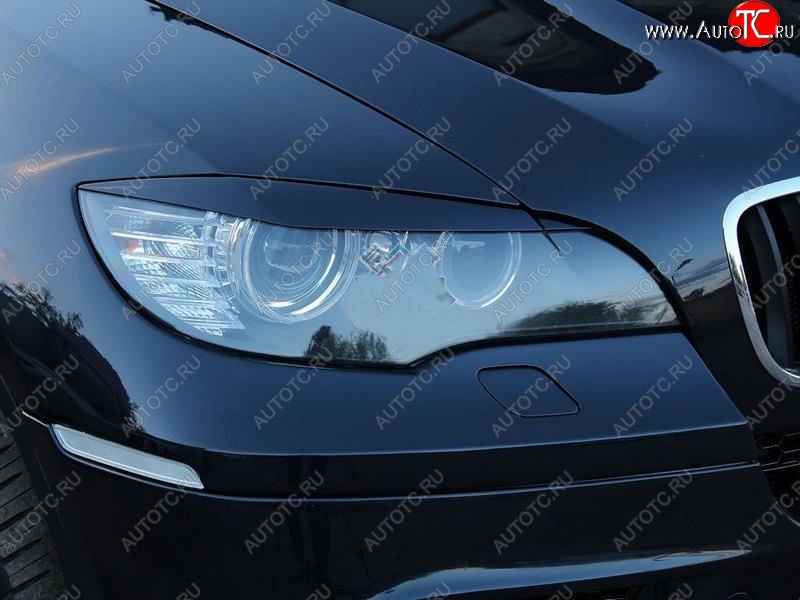 1 299 р. Реснички на фары Tuning-Sport v1 (для стандартных фар)  BMW X6  E71 (2008-2012) дорестайлинг (Неокрашенные)  с доставкой в г. Кемерово