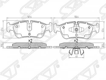 919 р. Колодки тормозные SAT (передние)  BMW 3 серия ( E90,  E91) (2004-2012) седан дорестайлинг, седан рестайлинг, универсал рестайлинг  с доставкой в г. Кемерово. Увеличить фотографию 1