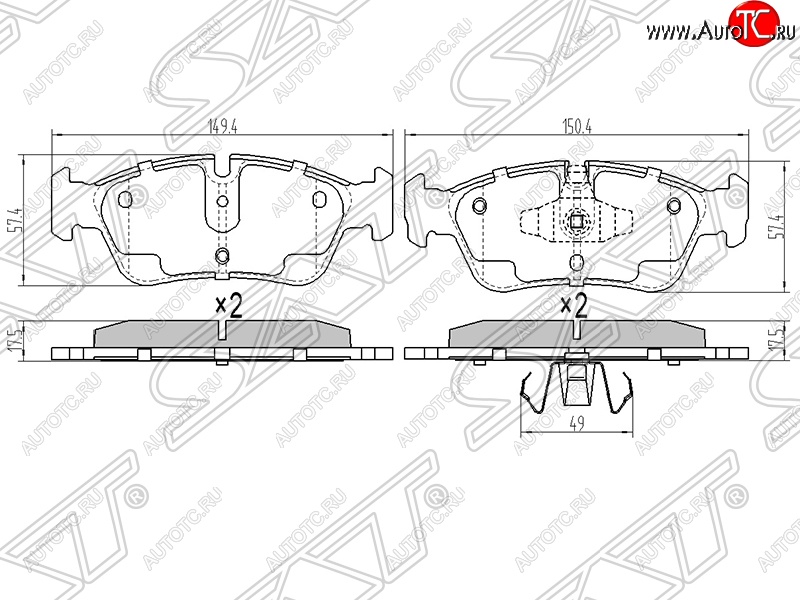 919 р. Колодки тормозные SAT (передние)  BMW 3 серия ( E90,  E91) (2004-2012) седан дорестайлинг, седан рестайлинг, универсал рестайлинг  с доставкой в г. Кемерово