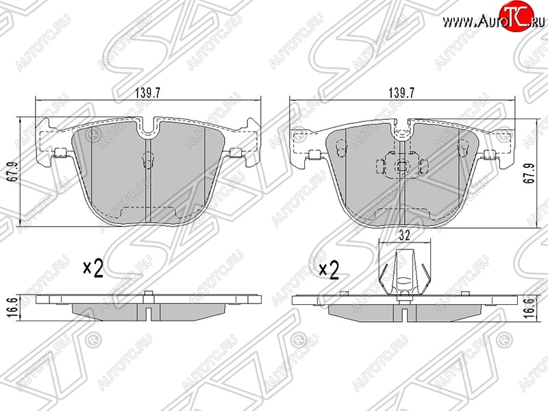 1 129 р. Колодки тормозные SAT (задние)  BMW 3 серия ( E90,  E91) (2004-2012) седан дорестайлинг, седан рестайлинг, универсал рестайлинг  с доставкой в г. Кемерово