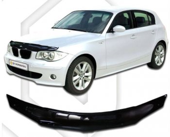 1 999 р. Дефлектор капота CA-Plastic BMW 1 серия E81 хэтчбэк 3 дв. рестайлинг (2007-2012) (серия Classic черный, Без надписи)  с доставкой в г. Кемерово. Увеличить фотографию 2