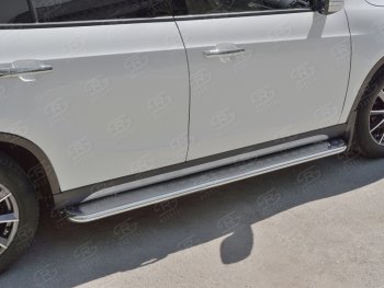 24 649 р. Порожки для ног (Ø42 мм) SLITKOFF Brilliance V5 (2012-2018) (лист - алюминий, профиль - нержавейка)  с доставкой в г. Кемерово. Увеличить фотографию 2