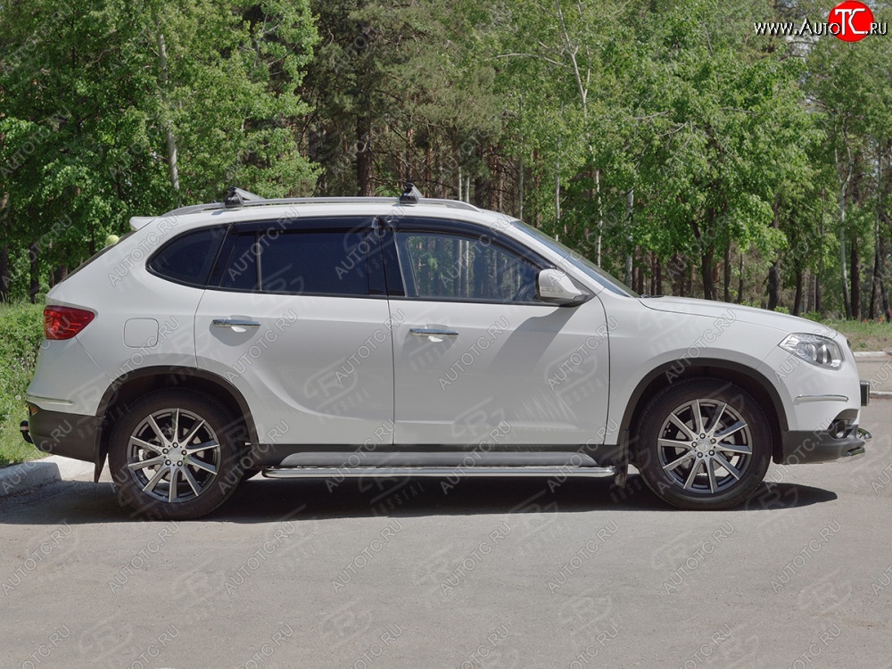 22 999 р. Порожки для ног (Ø42 мм) SLITKOFF Brilliance V5 (2012-2018) (лист - алюминий, профиль - сталь)  с доставкой в г. Кемерово