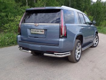 Защита заднего бампера (уголки двойные) ТСС 76,1/42,4 мм Cadillac Escalade  GMTK2 джип 5 дв. (2015-2020) короткая база