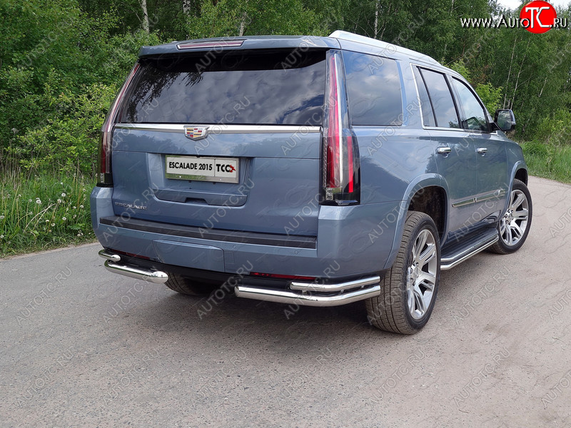 26 499 р. Защита заднего бампера (уголки двойные) ТСС 76,1/42,4 мм  Cadillac Escalade  GMTK2 джип 5 дв. (2015-2020) короткая база  с доставкой в г. Кемерово