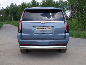 Защита заднего бампера (овальная) ТСС (нержавейка d 120х60 мм) Cadillac Escalade  GMTK2 джип 5 дв. (2015-2020) короткая база