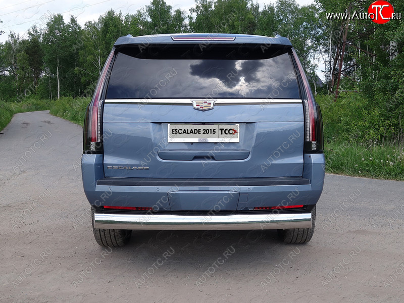 29 299 р. Защита заднего бампера (овальная) ТСС (нержавейка d 120х60 мм)  Cadillac Escalade  GMTK2 джип 5 дв. (2015-2020) короткая база  с доставкой в г. Кемерово