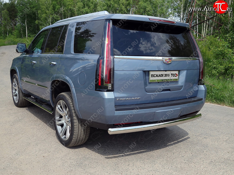 25 499 р. Защита заднего бампера (овальная) ТСС (нержавейка d75х42 мм)  Cadillac Escalade  GMTK2 джип 5 дв. (2015-2020) короткая база  с доставкой в г. Кемерово