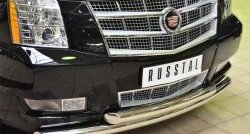 24 499 р. Защита переднего бампера (2 трубыØ76 мм, нержавейка) SLITKOFF  Cadillac Escalade  GMT926 джип 5 дв. (2006-2014) короткая база  с доставкой в г. Кемерово. Увеличить фотографию 2