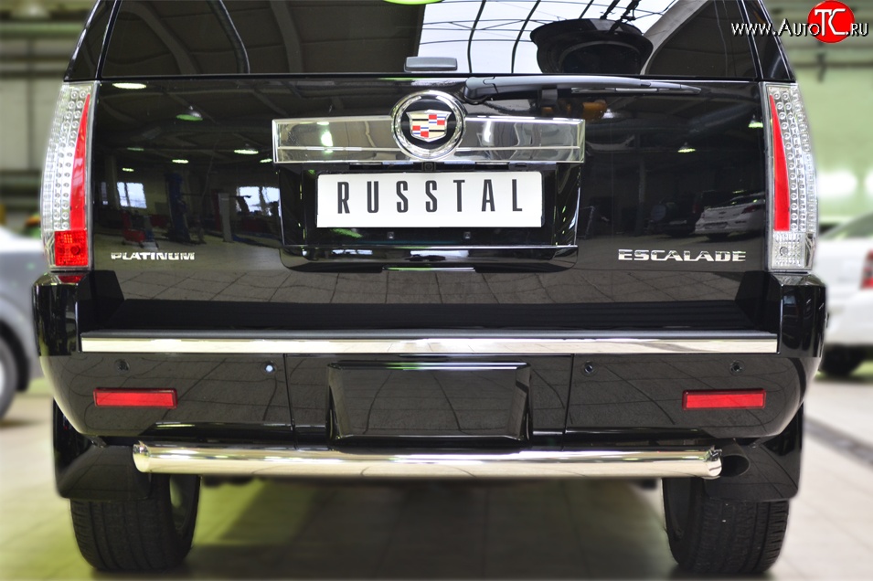14 549 р. Защита заднего бампера (Ø76 мм, нержавейка) SLITKOFF  Cadillac Escalade  GMT926 джип 5 дв. (2006-2014) короткая база  с доставкой в г. Кемерово