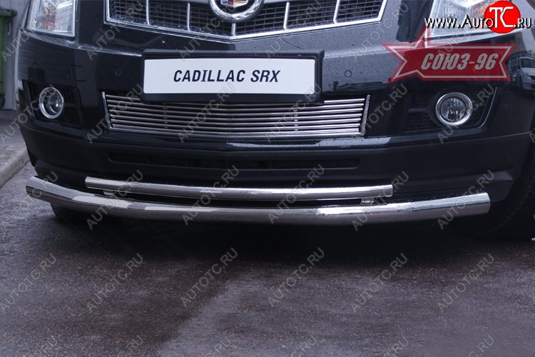 20 339 р. Защита переднего бампера двойная Souz-96 (d76/42) Cadillac SRX дорестайлинг (2010-2012)  с доставкой в г. Кемерово
