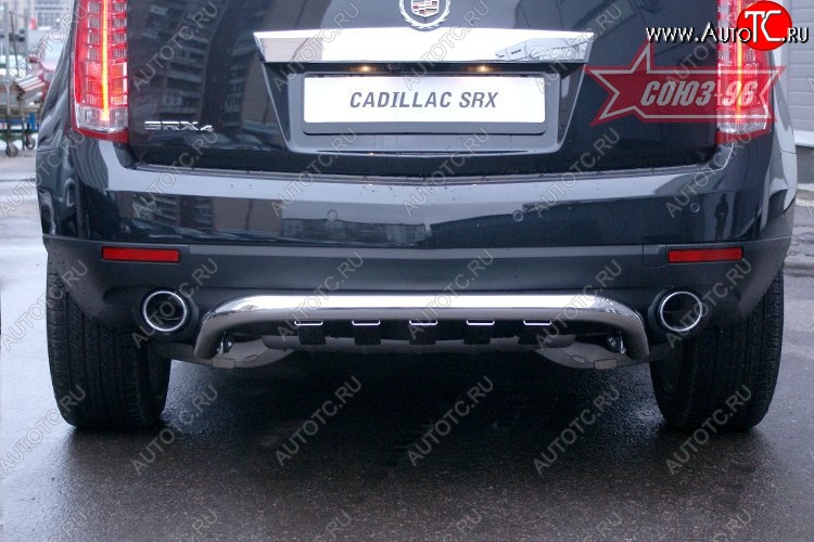 23 399 р. Защита заднего бампера с элементами из профиля Souz-96 (d42)  Cadillac SRX (2010-2012) дорестайлинг  с доставкой в г. Кемерово