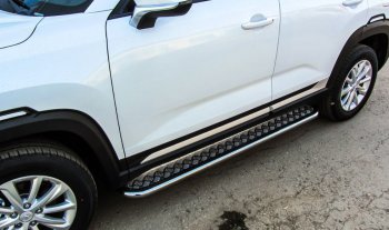 Защита порогов (подножки) Slitkoff (d42 мм, с листом) Changan CS35 Plus дорестайлинг (2018-2022) (Нержавейка)