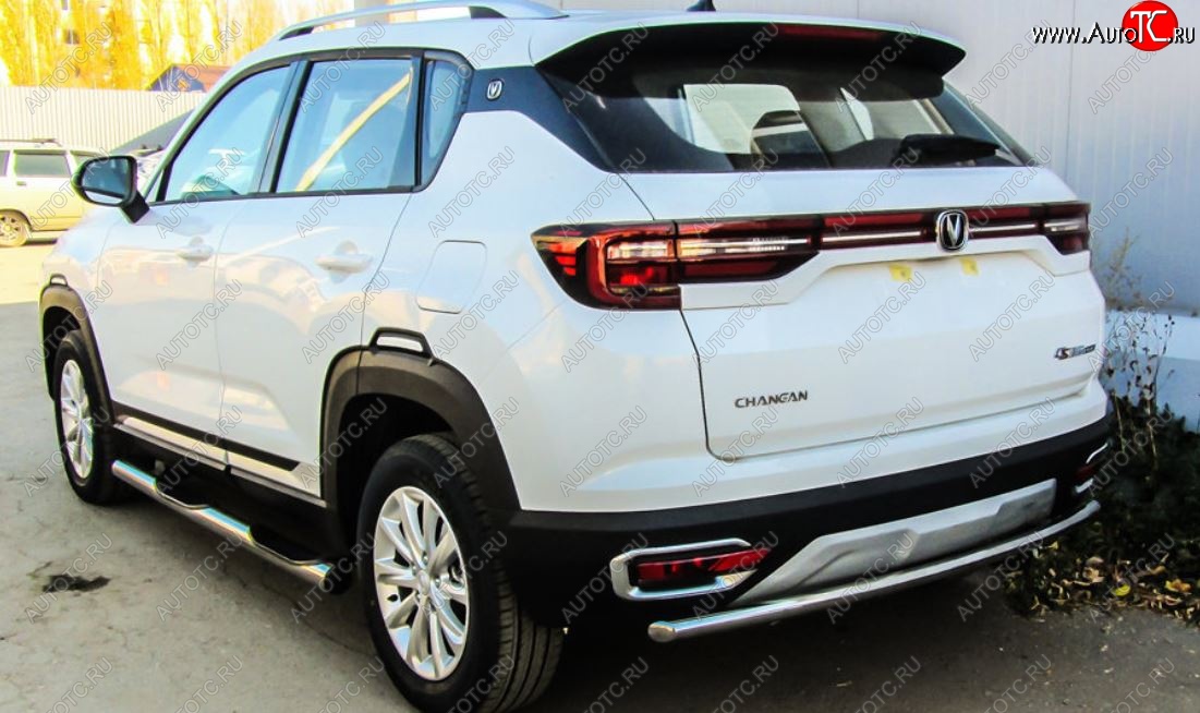 8 999 р. Защита заднего бампера Slitkoff (d42)  Changan CS35 Plus (2018-2022) дорестайлинг (Нержавейка, Полированная)  с доставкой в г. Кемерово