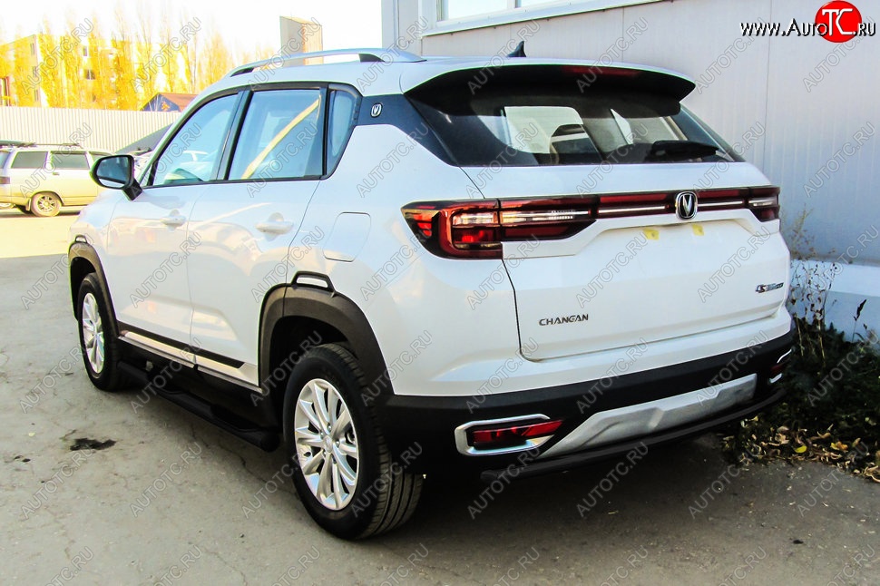 6 399 р. Защита заднего бампера Slitkoff (d42)  Changan CS35 Plus (2018-2022) дорестайлинг (Сталь с полимерным покрытием. Цвет: чёрный)  с доставкой в г. Кемерово