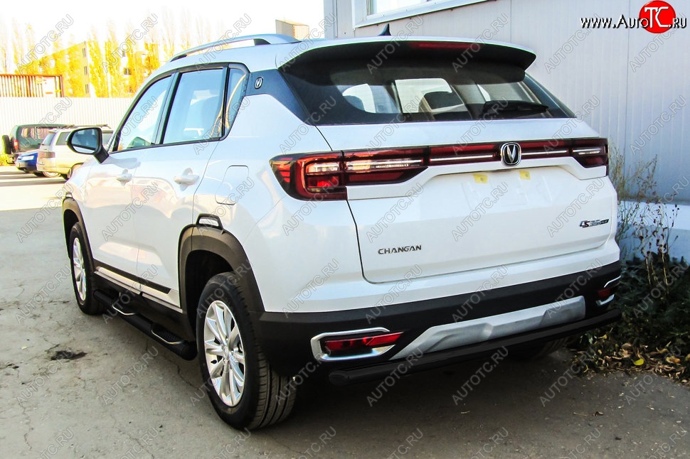 7 599 р. Защита заднего бампера Slitkoff (d57)  Changan CS35 Plus (2018-2022) дорестайлинг (Сталь с полимерным покрытием. Цвет: чёрный)  с доставкой в г. Кемерово