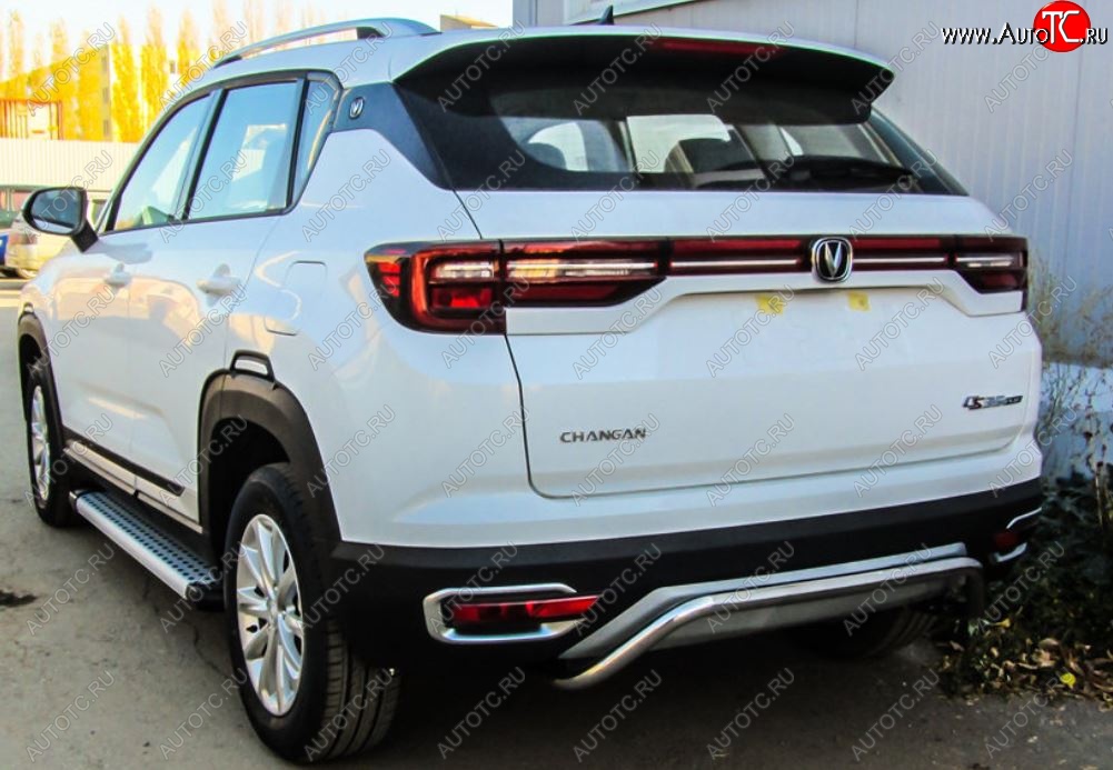 10 849 р. Защита заднего бампера Slitkoff (скоба, d42)  Changan CS35 Plus (2018-2022) дорестайлинг (Нержавейка, Полированная)  с доставкой в г. Кемерово