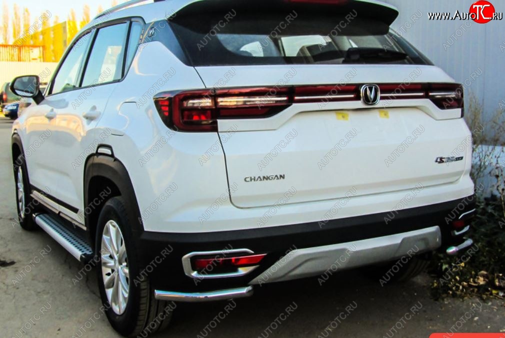 9 249 р. Защита заднего бампера Slitkoff (уголки из 1 трубы d42 мм)  Changan CS35 Plus (2018-2022) дорестайлинг (Нержавейка, Полированная)  с доставкой в г. Кемерово