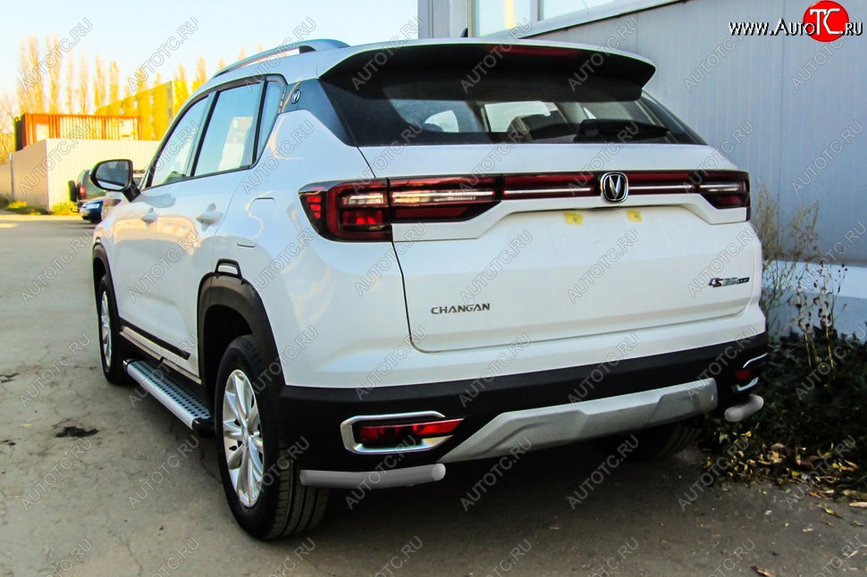 6 499 р. Защита заднего бампера Slitkoff (уголки из 1 трубы d42 мм)  Changan CS35 Plus (2018-2022) дорестайлинг (Сталь с полимерным покрытием. Цвет: серебристый)  с доставкой в г. Кемерово