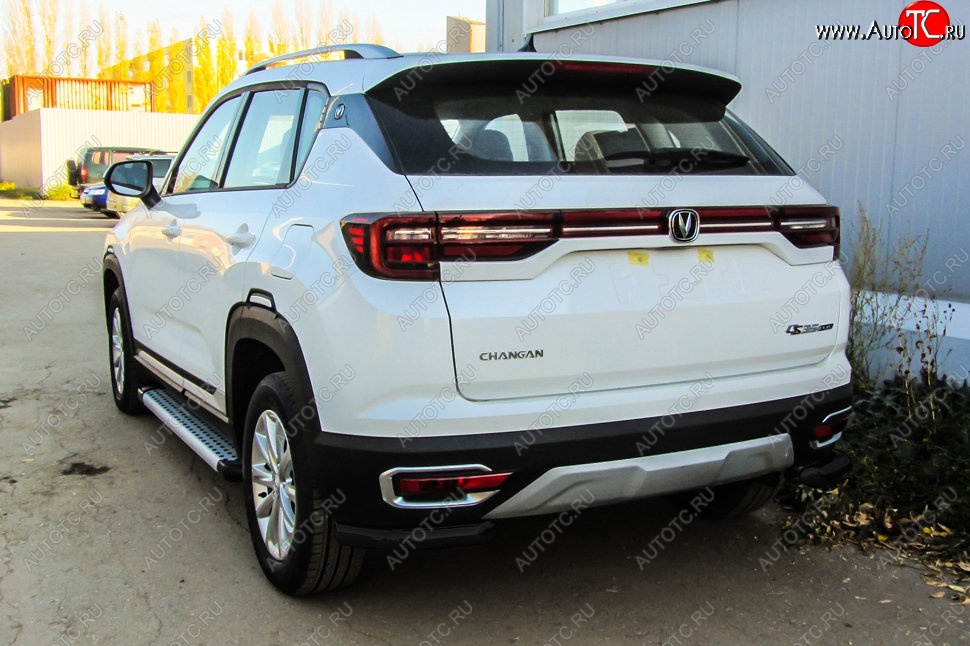 6 799 р. Защита заднего бампера Slitkoff (уголки из 1 трубы d57 мм) Changan CS35 Plus дорестайлинг (2018-2022) (Сталь с полимерным покрытием. Цвет: чёрный)  с доставкой в г. Кемерово