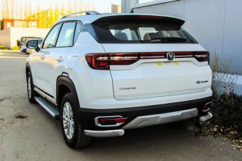 Защита заднего бампера Slitkoff (уголки из 1 трубы d57 мм) Changan CS35 Plus (2018-2022) дорестайлинг (Сталь с полимерным покрытием. Цвет: серебристый)