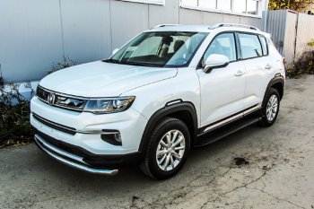 13 349 р. Пороги алюминиевые Slitkoff  Changan CS35 Plus (2018-2022) дорестайлинг (Optima Black )  с доставкой в г. Кемерово. Увеличить фотографию 3
