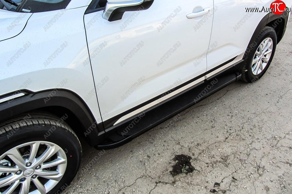 13 349 р. Пороги алюминиевые Slitkoff  Changan CS35 Plus (2018-2022) дорестайлинг (Optima Black )  с доставкой в г. Кемерово