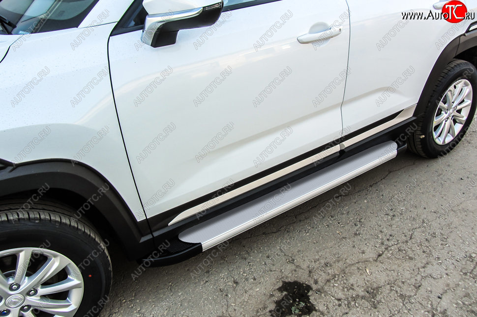 13 349 р. Пороги алюминиевые Slitkoff  Changan CS35 Plus (2018-2022) дорестайлинг (Optima Silver)  с доставкой в г. Кемерово