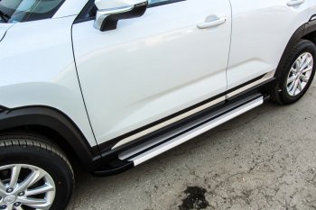Пороги алюминиевые Slitkoff Changan CS35 Plus дорестайлинг (2018-2022)