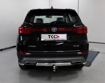 Защита заднего бампера (овальная) ТСС 75х42 мм Changan CS75 (2018-2022) 1-ый рестайлинг