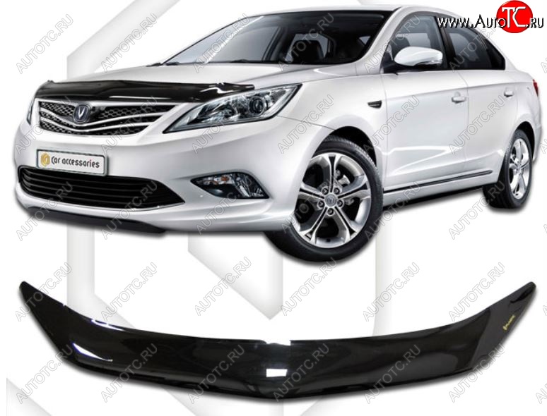 2 159 р. Дефлектор капота CA-Plastic Changan Eado седан (2011-2018) (Classic черный, Без надписи)  с доставкой в г. Кемерово