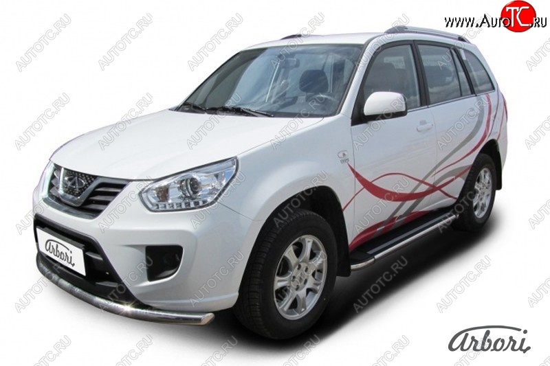 12 149 р. Порожки для ног Arbori Luxe Black Chery Tiggo T11 рестайлинг (2013-2016)  с доставкой в г. Кемерово