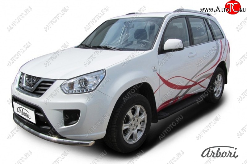 11 339 р. Порожки для ног Arbori Optima Black Chery Tiggo T11 рестайлинг (2013-2016)  с доставкой в г. Кемерово
