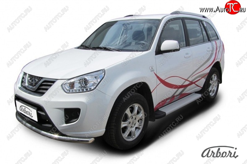 10 619 р. Порожки для ног Arbori Optima Silver Chery Tiggo T11 рестайлинг (2013-2016)  с доставкой в г. Кемерово