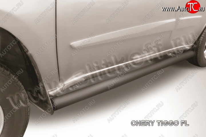 10 599 р. Защита порогов d76 труба Slitkoff Chery Tiggo T11 рестайлинг (2013-2016) (Цвет: серебристый)  с доставкой в г. Кемерово