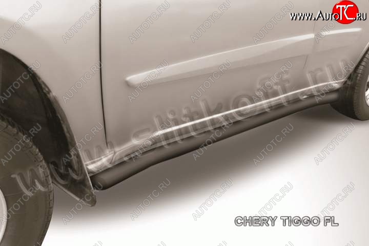 10 949 р. Защита порогов из труб d57 Slitkoff Chery Tiggo T11 рестайлинг (2013-2016) (Цвет: серебристый)  с доставкой в г. Кемерово