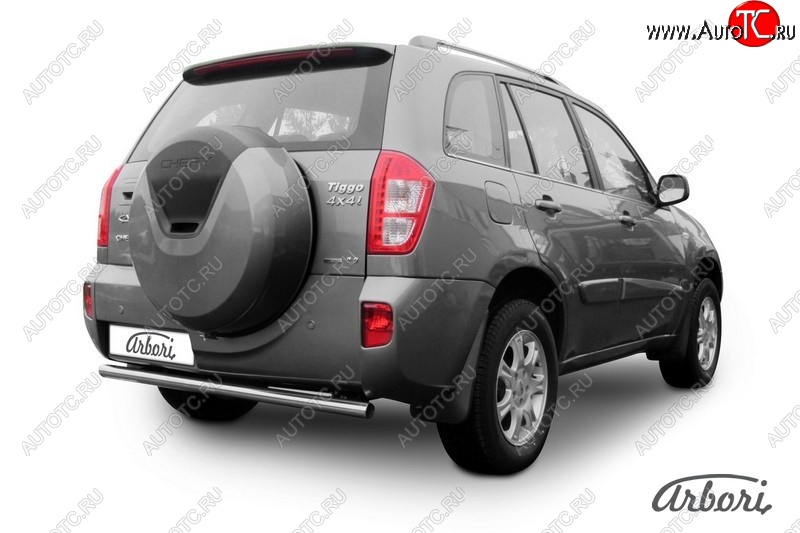 7 739 р. Защита заднего бампера Arbori (легированная сталь, 1 труба d57 mm). Chery Tiggo T11 рестайлинг (2013-2016)  с доставкой в г. Кемерово