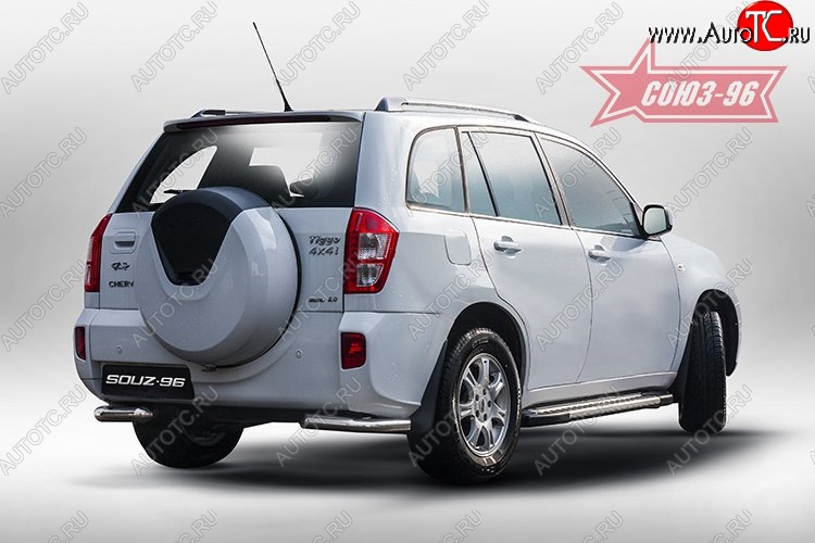 10 439 р. Защита заднего бампера из двух боковых уголков (d60) Souz-96 Chery Tiggo T11 рестайлинг (2013-2016)  с доставкой в г. Кемерово