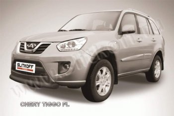 8 599 р. Защита переднего бампера из трубы d76 Slitkoff  Chery Tiggo T11 (2013-2016) рестайлинг (Цвет: серебристый)  с доставкой в г. Кемерово. Увеличить фотографию 1