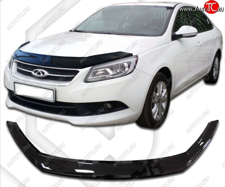 2 159 р. Дефлектор капота CA-Plastic  Chery Arrizo 7 (2014-2016) дорестайлинг (серия Classic черный, Без надписи)  с доставкой в г. Кемерово