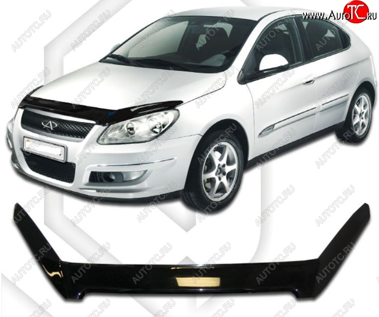 3 079 р. Дефлектор капота CA-Plastic Chery M11 A3 седан (2010-2016) (Classic черный, Без надписи)  с доставкой в г. Кемерово
