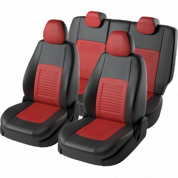8 299 р. Чехлы для сидений Lord Autofashion Турин (экокожа, спинка 60/40, 3 Г-образных подголовника)  Chery Tiggo 2 - Tiggo 3x (Чёрный, вставка красная)  с доставкой в г. Кемерово. Увеличить фотографию 3