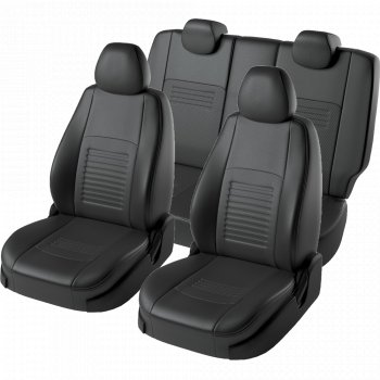 8 299 р. Чехлы для сидений Lord Autofashion Турин (экокожа, 3X, спинка 60/40, 3 Г-образных подголовника)  Chery Tiggo 2 (2017-2025) (Черный, вставка черная)  с доставкой в г. Кемерово. Увеличить фотографию 2