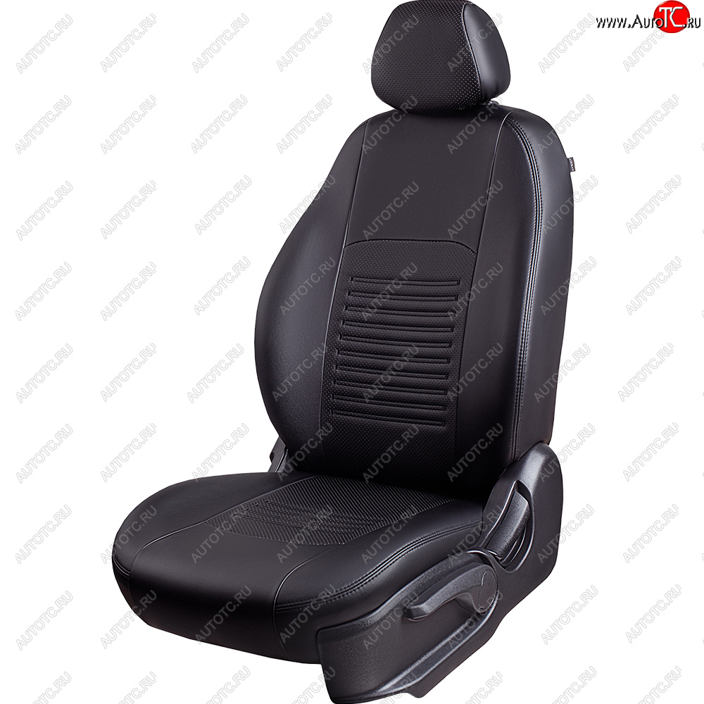 8 299 р. Чехлы для сидений Lord Autofashion Турин (экокожа, 3X, спинка 60/40, 3 Г-образных подголовника)  Chery Tiggo 2 (2017-2025) (Черный, вставка черная)  с доставкой в г. Кемерово
