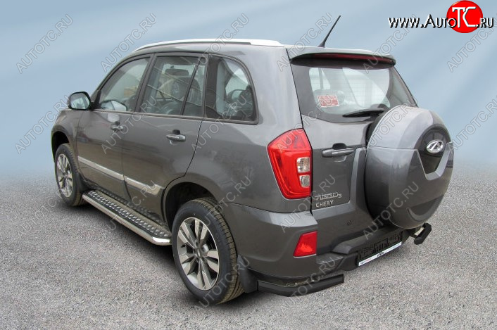 8 699 р. Уголки на задний бампер Slitkoff (Ø 57 мм)  Chery Tiggo 3 (2014-2020) (Цвет: черный)  с доставкой в г. Кемерово