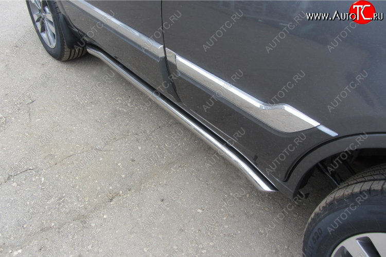 15 649 р. Защита порогов Slitkoff (Ø 57 мм, с гибами)  Chery Tiggo 3 (2014-2020) (Полированная нержавейка)  с доставкой в г. Кемерово
